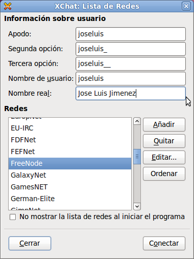 Xchat conexion